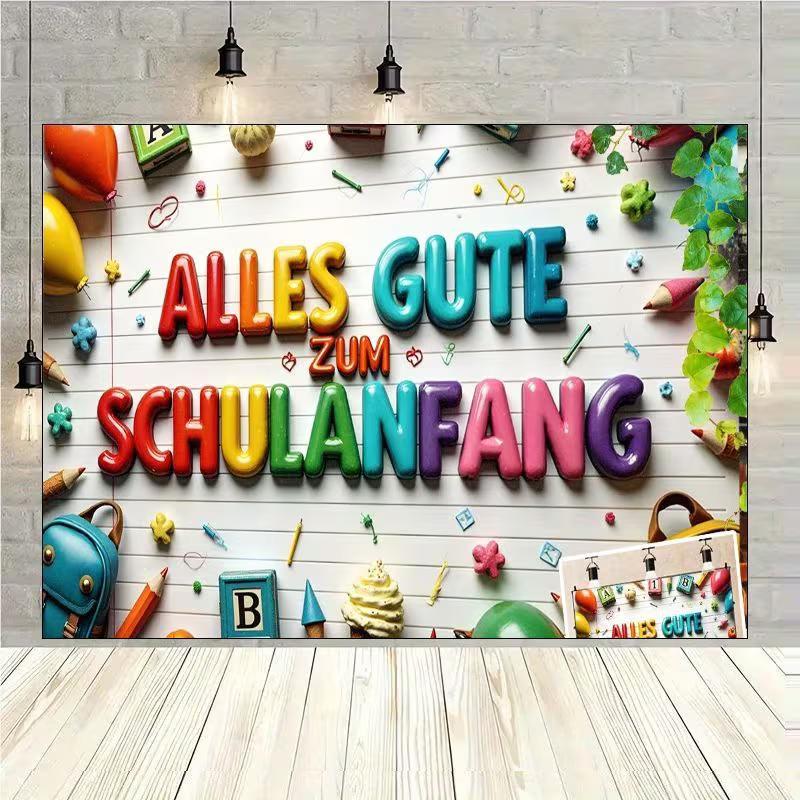 

2D Schulanfang Backdrop, Alles Gute zum Schulanfang Photography Background 47.2x31.5inch/120*80cm