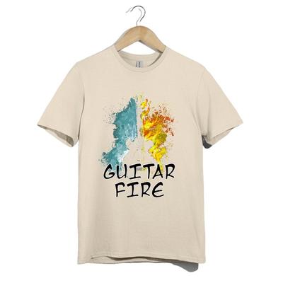 Guitar Fire T Shirt Unisex Music Rock Band Graphic Fire and Ice Design Gift Tee