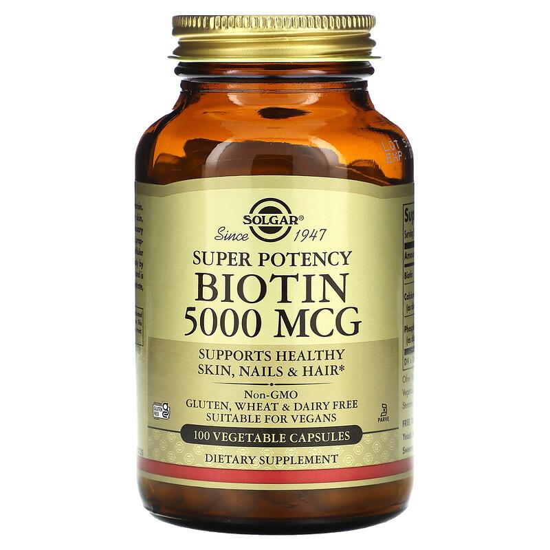 Biotin, 5,000 Mcg, 100 Vegetable Capsules