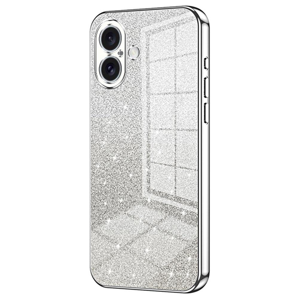 

For iPhone 16 Case Electroplating Gradient Glitter TPU Phone Cover Silver