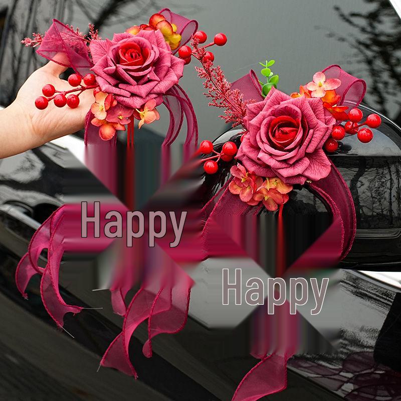 Complete Wedding Car Decoration Set: Pull Flowers & Ribbons