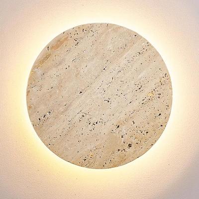 Vintage Japanese Yellow Travertine LED Wall Lamp for Bedroom, Corridor, or Balcony