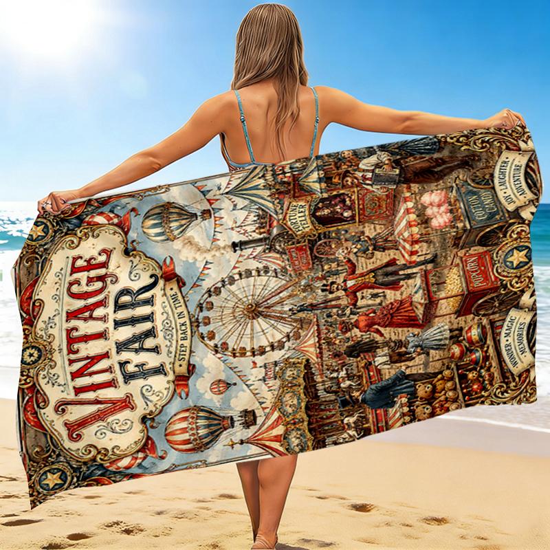 1Pc Vintage Fair Fantasy Beach Towel Quick Dry Multiuse For Beach Pool Gym Yoga Home Travel Christmas Halloween Xmas Gift S1172
