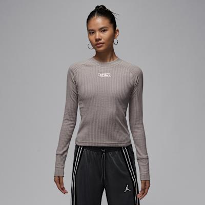 Jordan T Shirts Women s Gray Crew Neck Moderate S