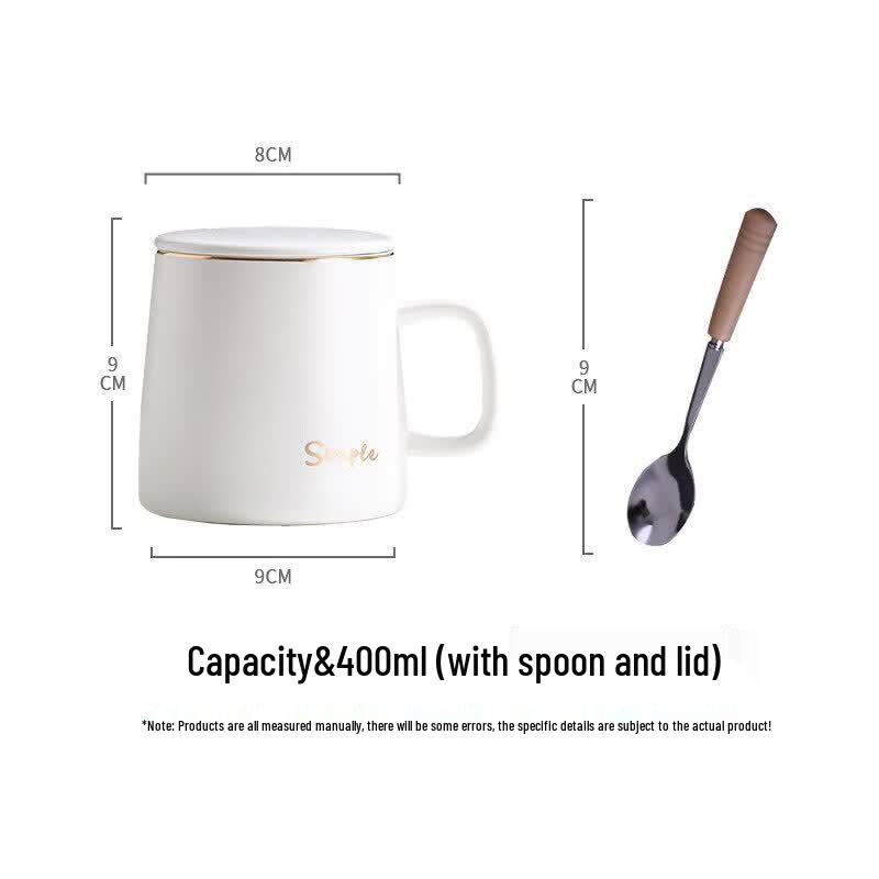 Ceramic Coffee Mug with Lid and Spoon