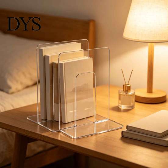 Office Desk Accessories for Book Clear Acrylic File Holder, L-Shaped Organizer, Sturdy Desktop Plastic Dividers Folder Rack, Documents Magazines
