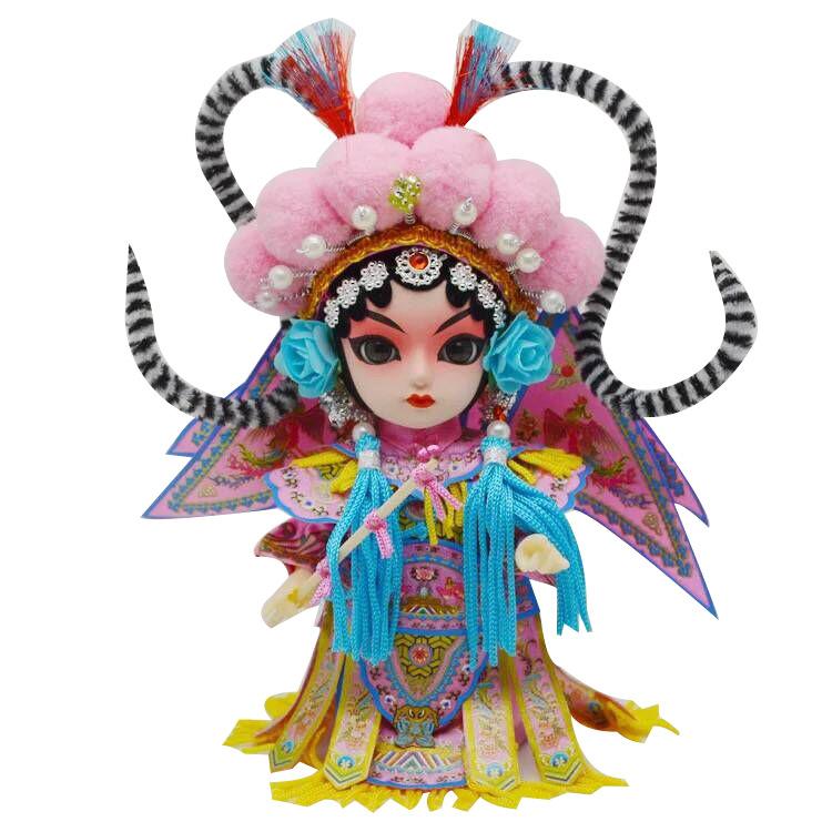 Chinese Peking Opera Mask Doll Opera Character Decoration Silk Doll Chinese Handmade Decorative Gifts Shop Decoration Doll