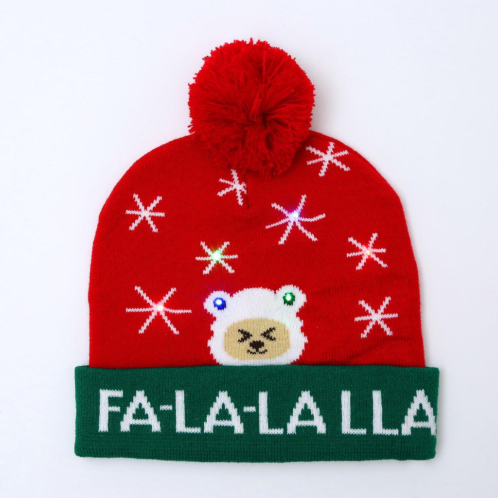 Colorful Dazzling LED Christmas Hat Holiday Pompom Ball Knitted Winter Beanie for Adults and Children Festive Party Hat