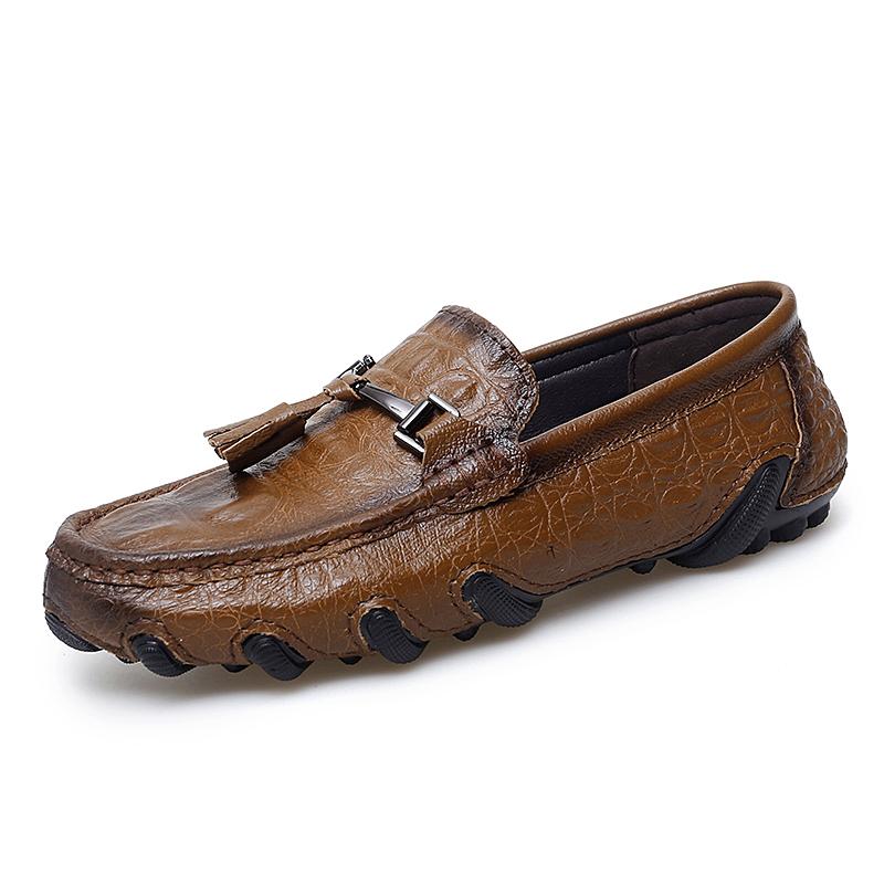 Fashion Luxury Fashion Italian Black Genuine Leather Loafers Handmade Soft Bottom Casual Leather Dress Shoe Slip On Outdoor Walking Shoe