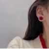Korean Red Rose Zircon Stud Earrings For Women Luxury Crystal Flower Snowman Pearl Christmas Earrings Bride Wedding Jewelry Gift