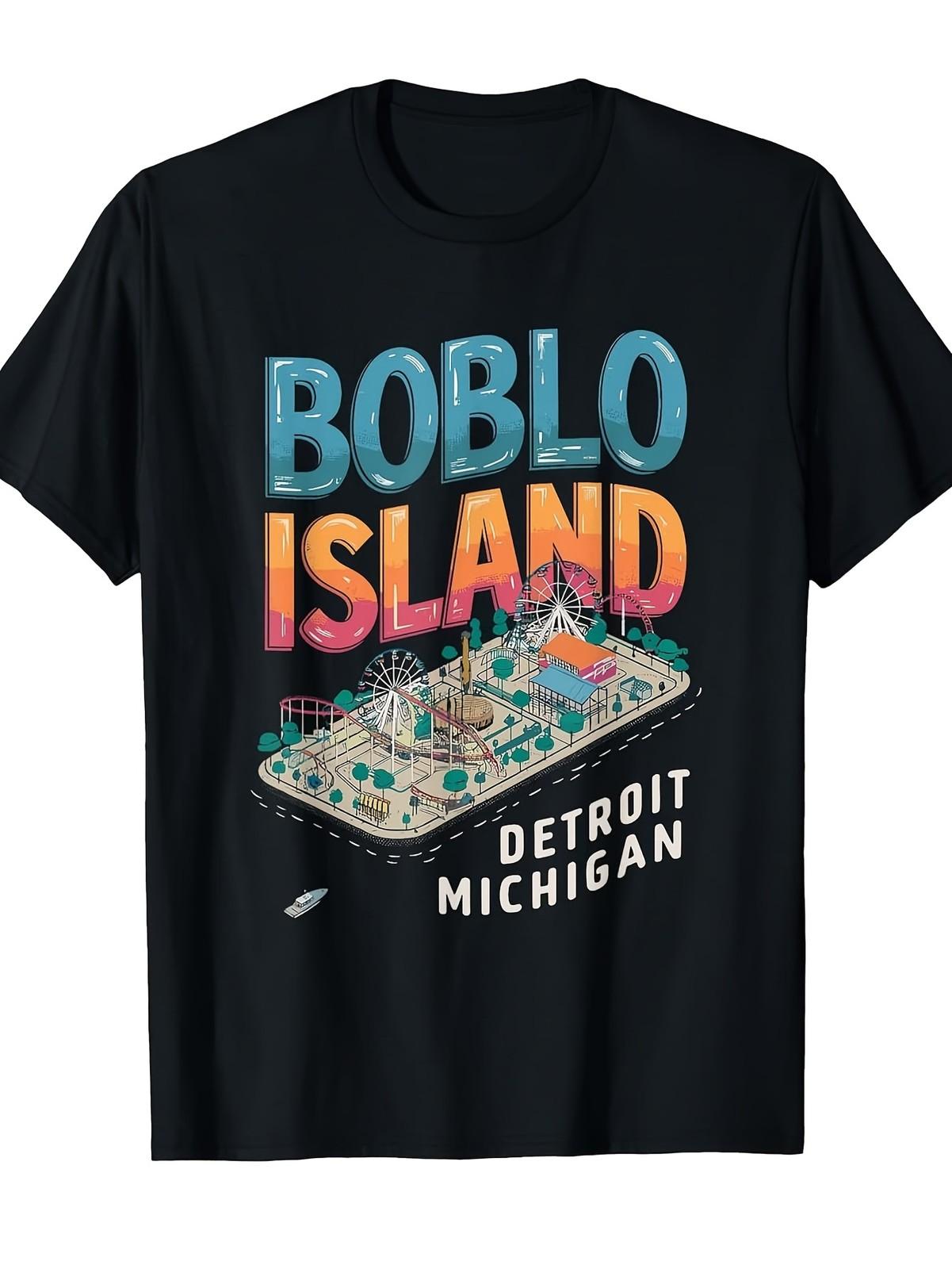 Unisex Retro BobLo Island Ferry Detroit T-Shirt- Retro Boblo Island Print, Sho S разноцветный