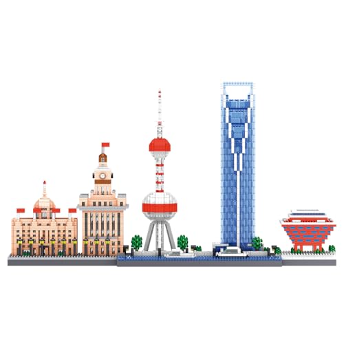 LULUFUN Micro Blocks Shanghai City Series Skyline Architecture Bund Building TV Tower Building Blocks Toy Gift Interior Decor Adult Time Killer Birthd