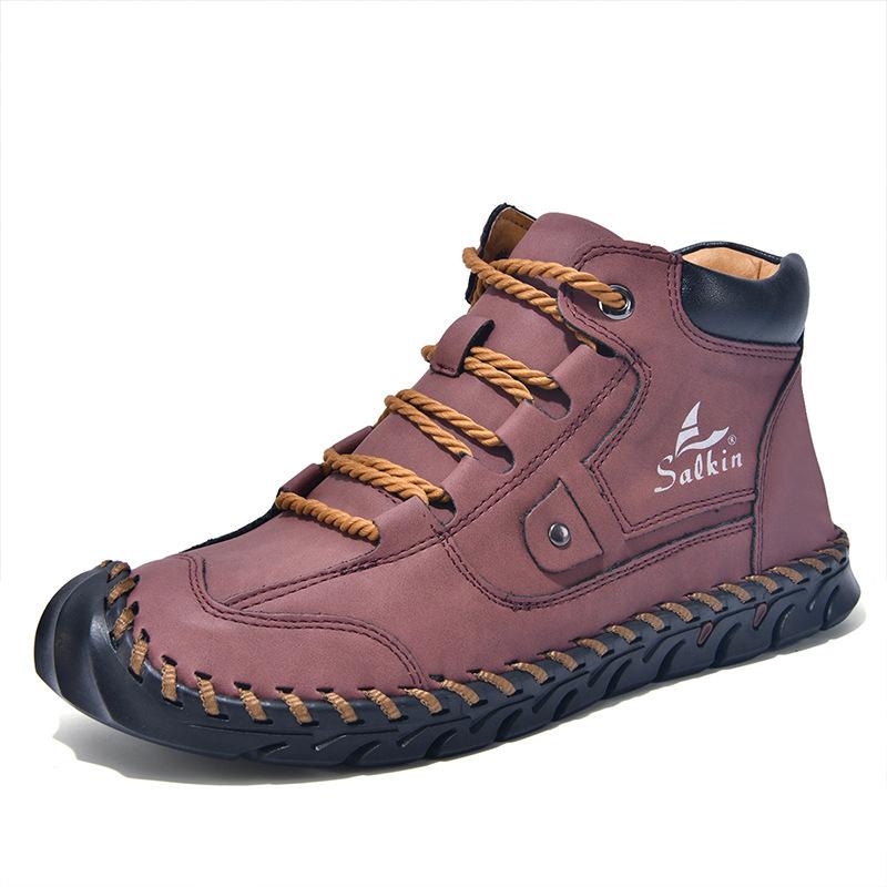 Fashion Autumn Handmade Men Boots Design Sneakers Man Outdoor Casual Leather Men Shoes Ankle Boots Leather High Top Boots for Men