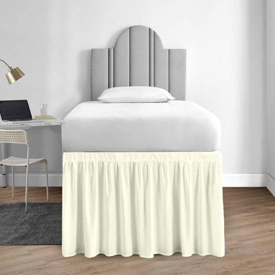 Ruffled Bed Skirt Solid Color Wear Resistant Washable Non-Fading Extra Long College