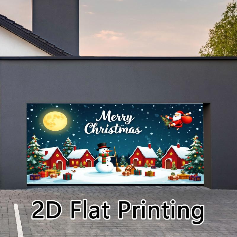 1pc2Dflat, Santa Claus, Snowman, Gift, Moonlight Night Scene, Outdoor/indoor Holiday Decoration, No Power Required - Wzy