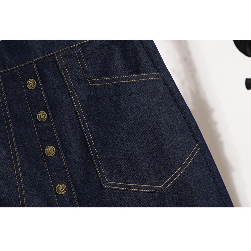 Dimanaf 2025 Mărimi Mari Fuste Noi de Primăvară Femei A-Linie Elastice Denim Fuste Largi Fustă Talie Înaltă Fuste Vintage