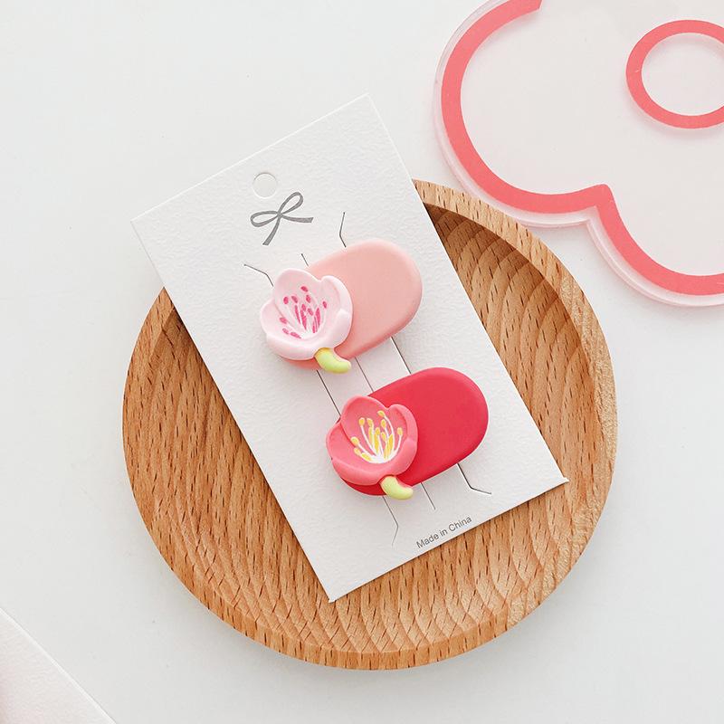 Flower Hair Clips Pink Cherry Blossom Girl Cute Duck Mouth Clip Hairpin Hairpiece Female Headwear Cartoon Sakura Tulip Barrette