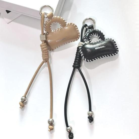 Leather Bag Pendant PU Leather Mini Bag Charm with Hand-Woven Rope