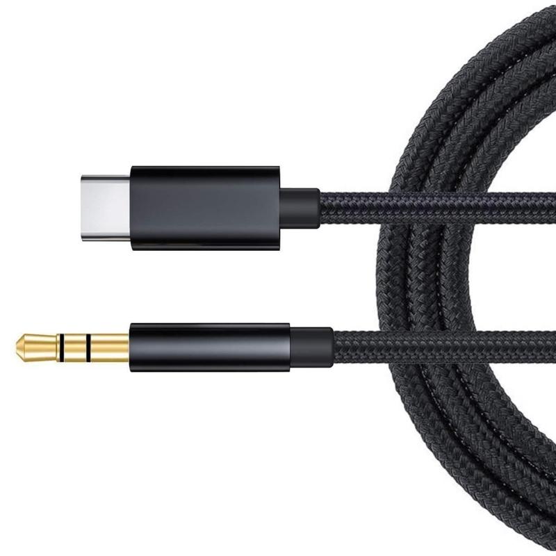 Type C To 3.5mm Audios Cable USB C To 3.5mm Cord for High Fidelitys Sound In Car &Headphone Support Noise Cancellation