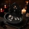 Small Item Storage Tray Church Carving Design Box, Matte Black Desktop Organizer for Rings Dark Aesthetic Desk Bracelets Goth Decor, Gothic