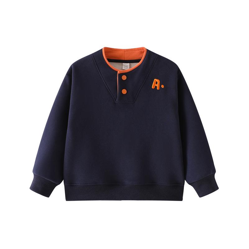 

2026 Spring Hua Embroidered Cotton Long Sleeve Top for Kids 110cm темно-синий