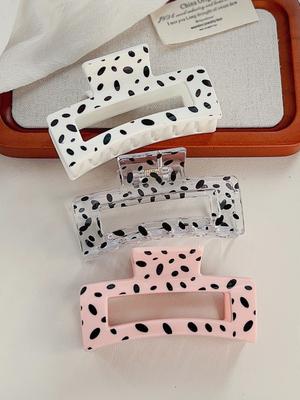 3Pcs Fashion New Women Print Hair Claw Tough Colorful Plastic Hair Clips 3.4Inch Hair Clamps Crab Hairpin Hair Accessories Gift