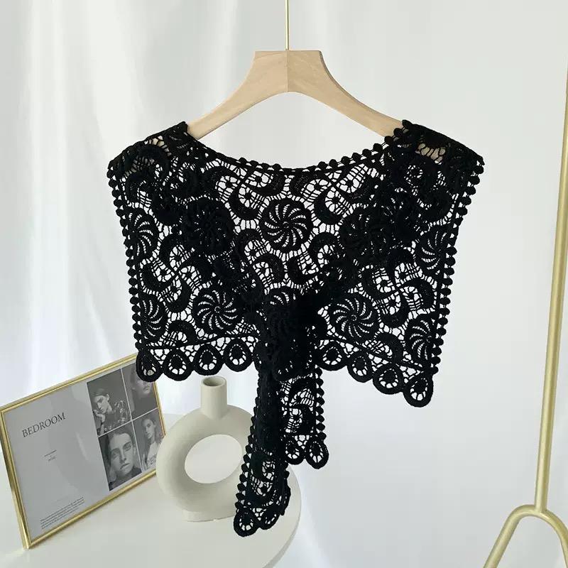 Lace Knitted Crochet Hollow Fake Collar Women Small Shawl Decorative Fake Collar Women Clothes Accessories Detachable Collar