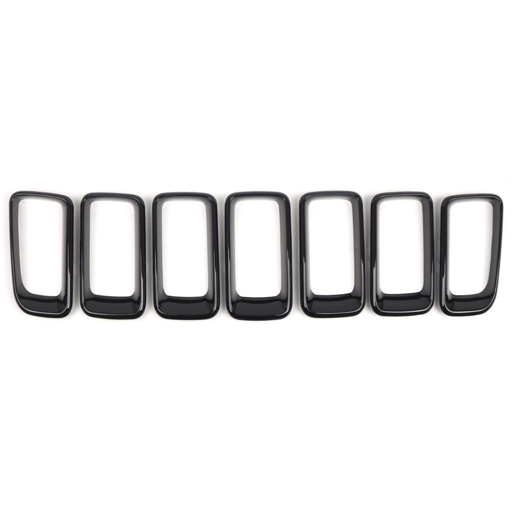 7pcs Front Grille Grill Insert Cover Frame Replacement for Jeep Compass from 2011 to 2016, 51137449207, 51137300589