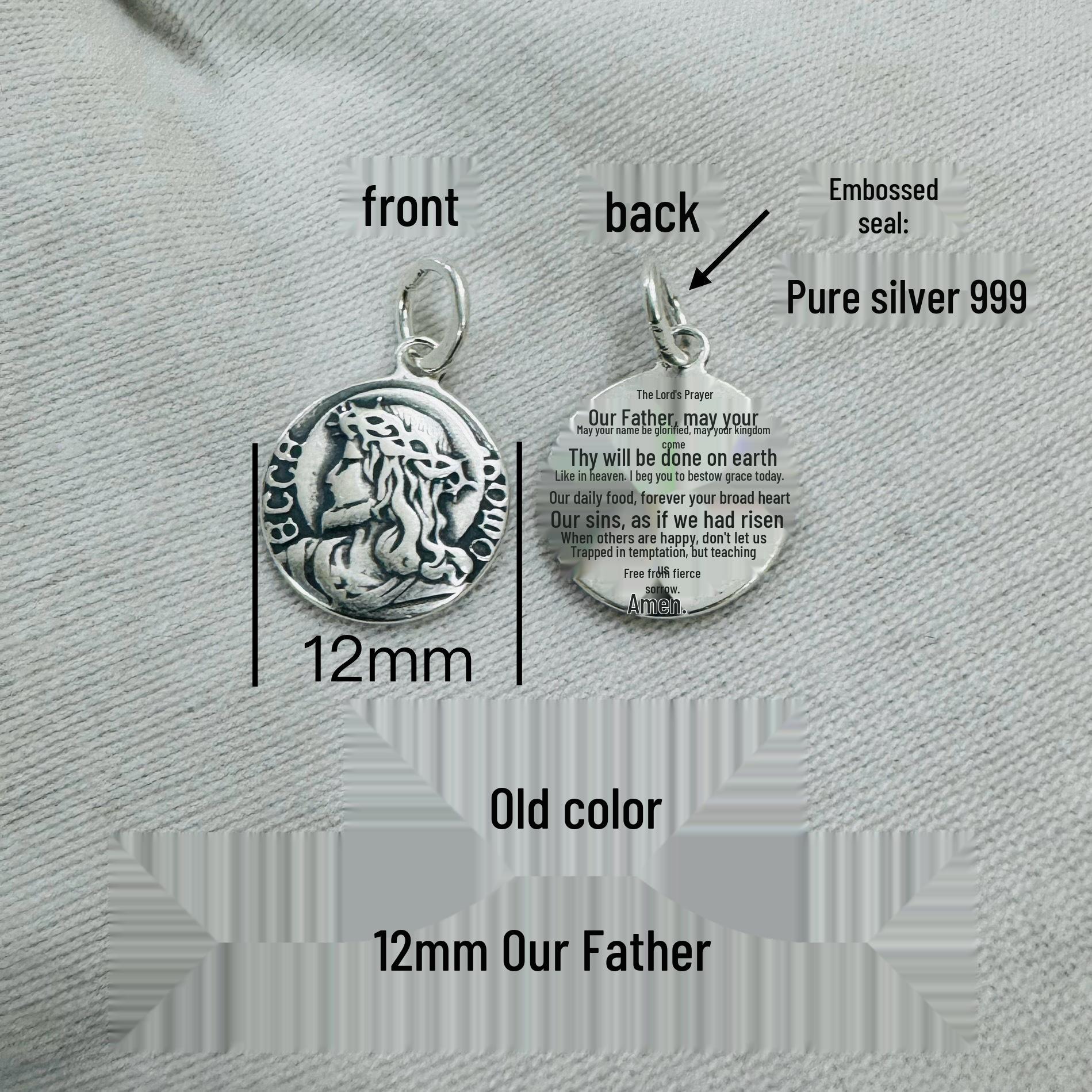 Sterling Silver 3D Square Holy Icon Pendant Tag Jewelry Pure Silver