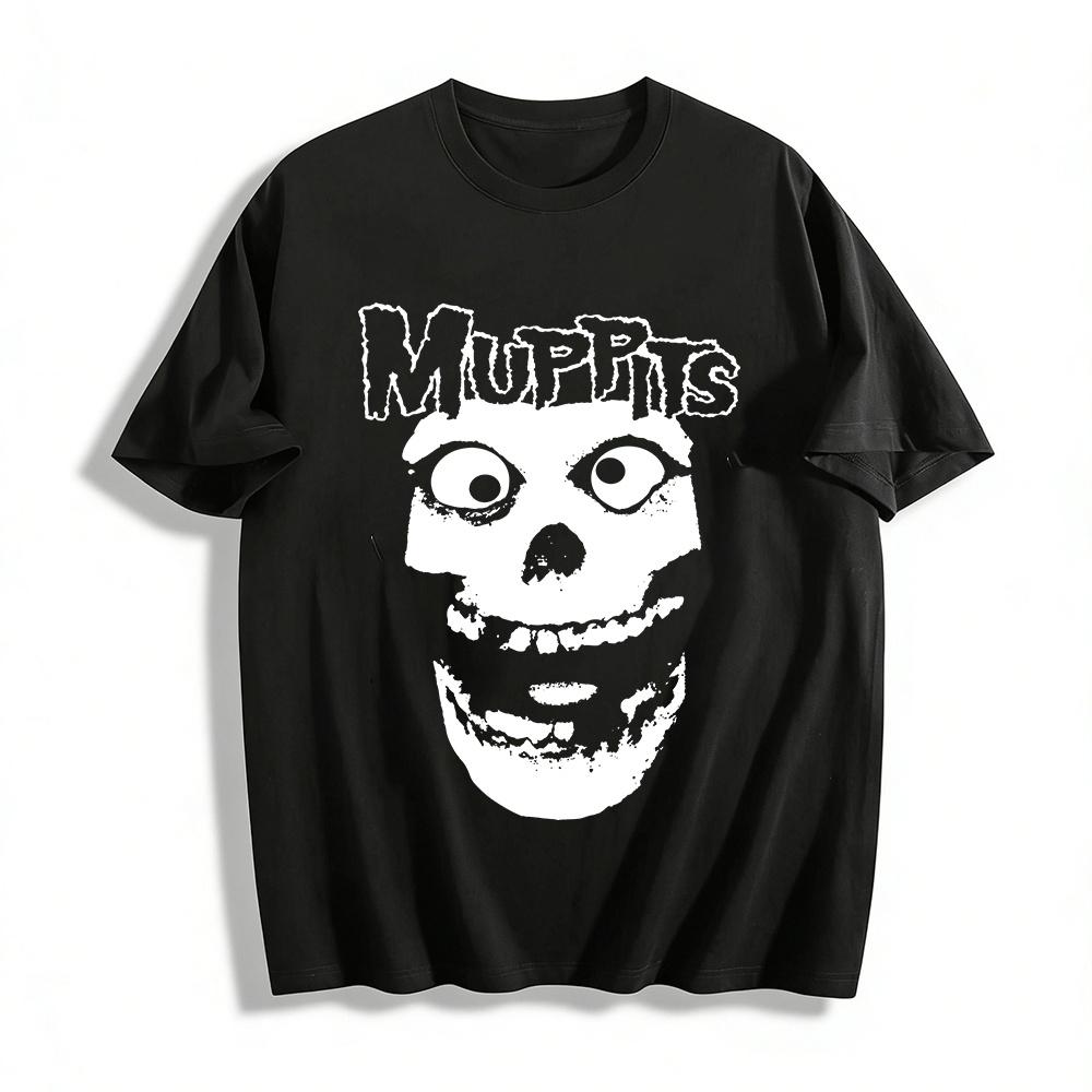 Men s Street Style Casual T-shirt With Funny Skull Print Pure cotton T-shirt XXS