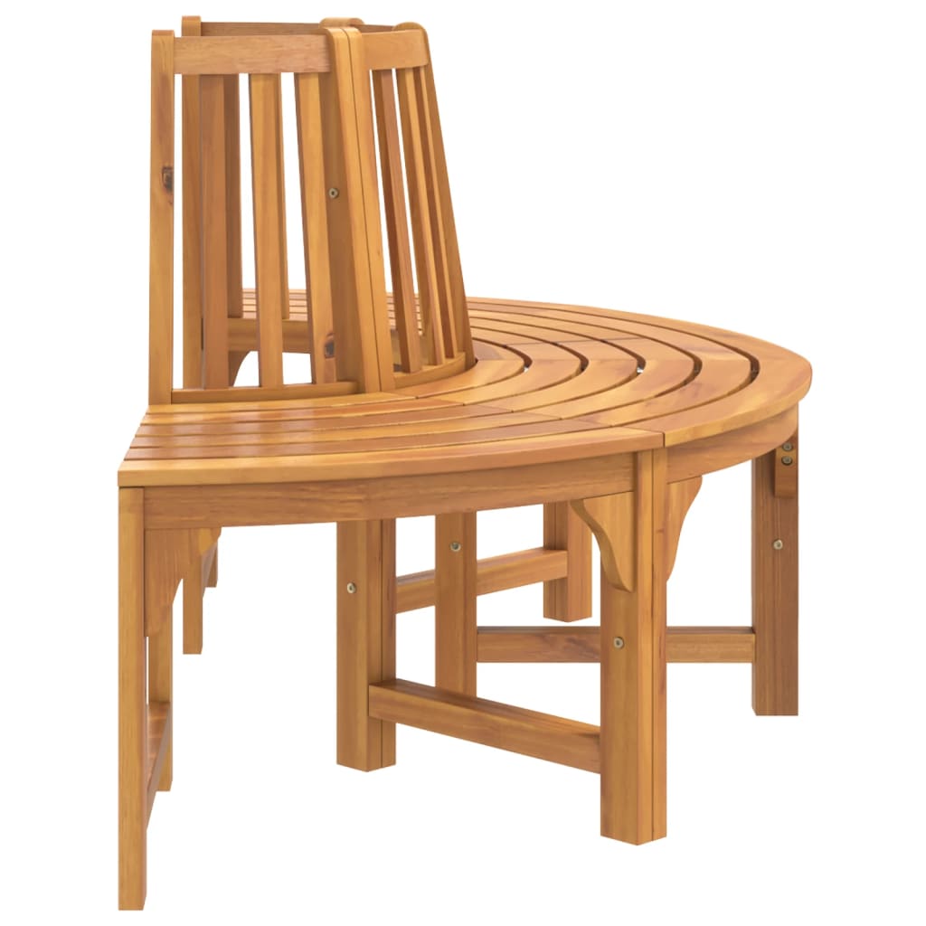 Panca ad Albero Semicircolare Ø160 cm Legno Massello di Eucalipto