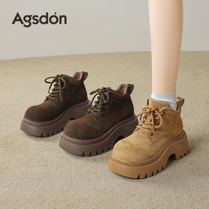 Augustine platform Martin boots new winter brown short boots British style retro thin motorcycle boots