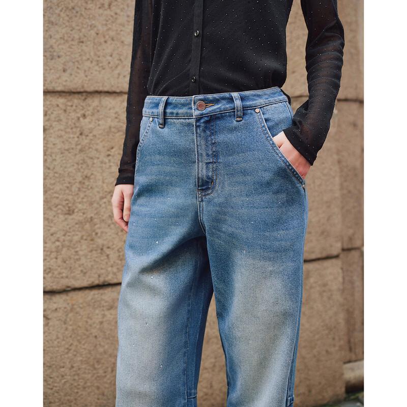Giovanni Valentino Women's Casual Slim-Fit Banana Denim Trousers