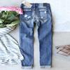 Women's Red Plaid Ripped Long Jeans - 2023 Collection