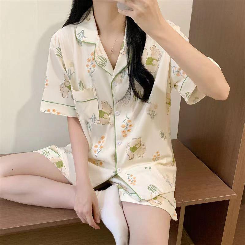 Jiikawa Wusachi Pajamas Women's Spring Summer Cotton Short Sleeve Student Loose Large Size Summer Small Hachi Loungewear