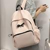 Simple Bow Decoration Backpack Cute Casual Large Capacity Multi Pocket Backpack Student Backpack Fashionable Women's Backpack