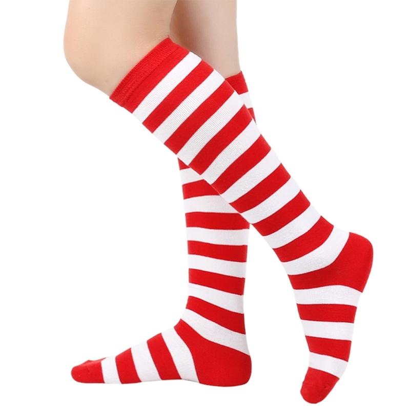 Damen Kniestrümpfe Gestreifte Lange Schlauchsocken Sportliche Strümpfe Halloween Cosplay Kostüme Kniestrümpfe Geschenk