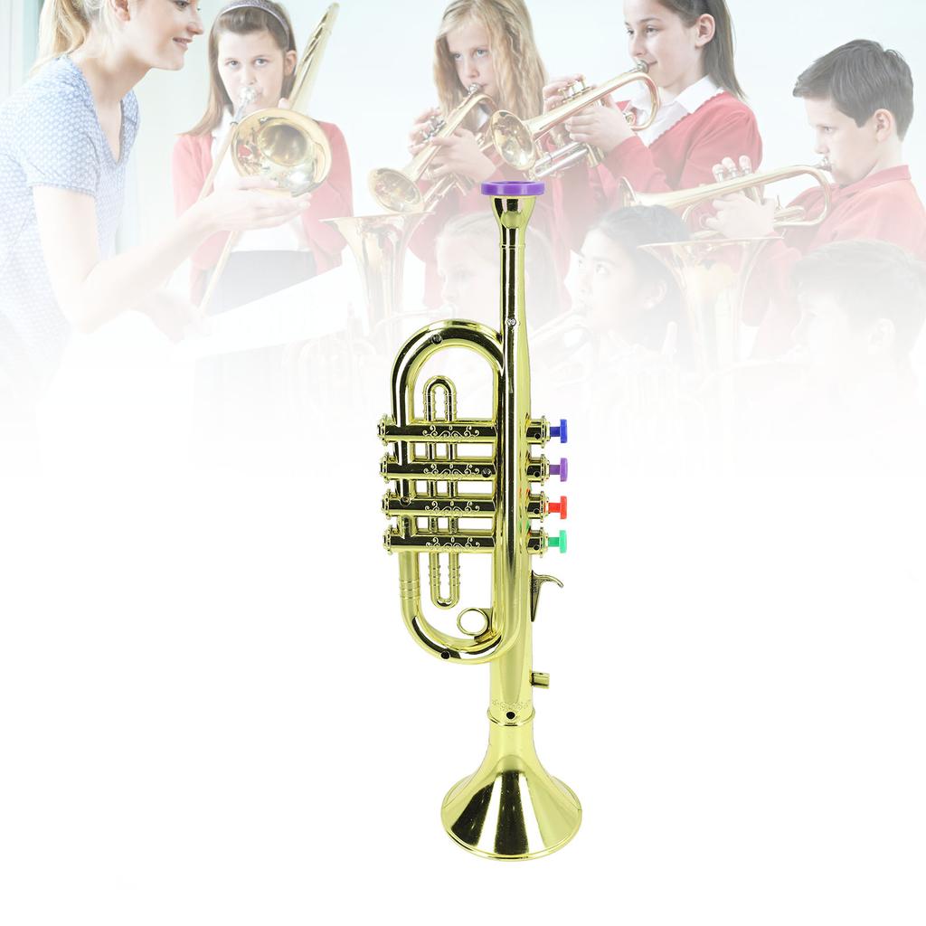 Toy Saxophone for Kids with 3 Colored Keys 3 Tone Early Education Musical Instruments Toy Trumpet for Toddlers Role Playing Gold