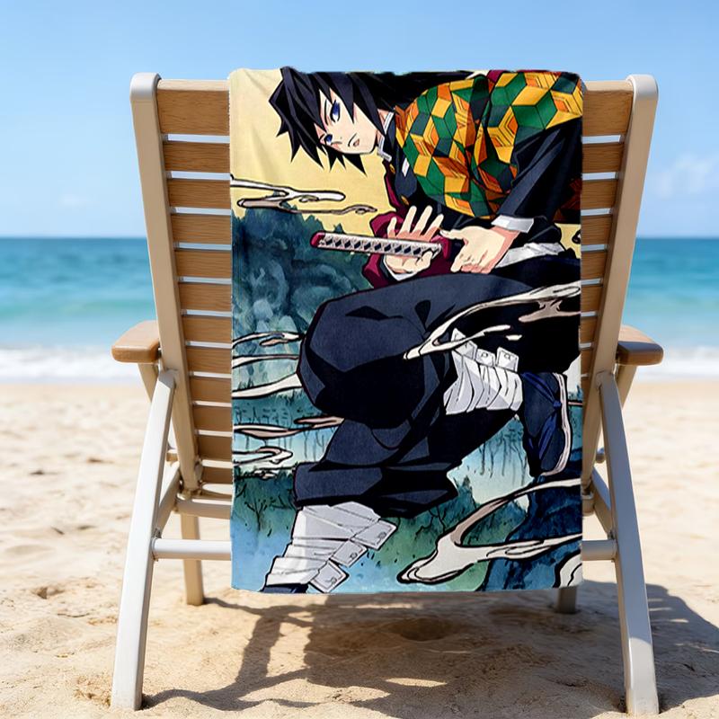 1pc Tomioka Giyuu4 Beach Towel, Beach and Seaside Swimming Pool Equipment, Fashion Pattern, Rectangular, Travel Essentials