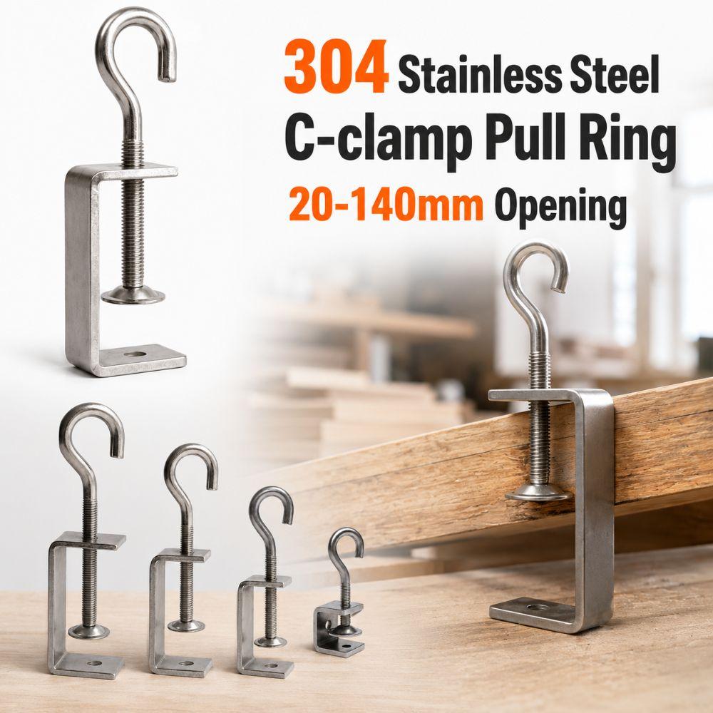 Pull Ring C-clamp 304 Stainless Steel Fixed Holder Clip Square Clamp Hardware Fasteners