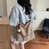 Rainbow Striped Woven Bag Women's New Fashion Commuter Tote Bag Shoulder Bucket Straw Woven Bag Tide
