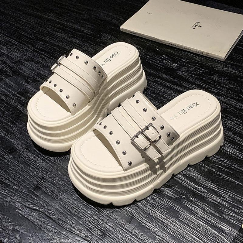 JX versatile beach slippers new thick-soled with skirt, wear small height-increasing one-word drag women's shoes