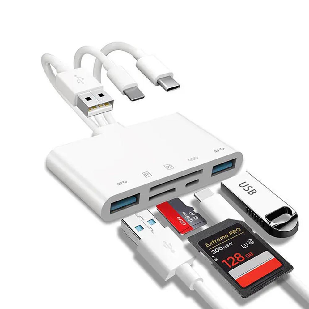 5-in-1 USB 3.0 Lightning Typ C SD TF-Kartenleser-Adapter für iPhone iPad MacBook Samsung Android Kameras Andere Geräte
