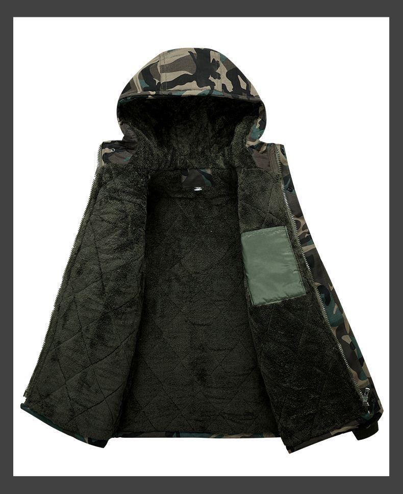 Camouflage Gefütterte Wasserdichte Baumwolljacke – Mittellang, Dick, Warm & Verschleißfest