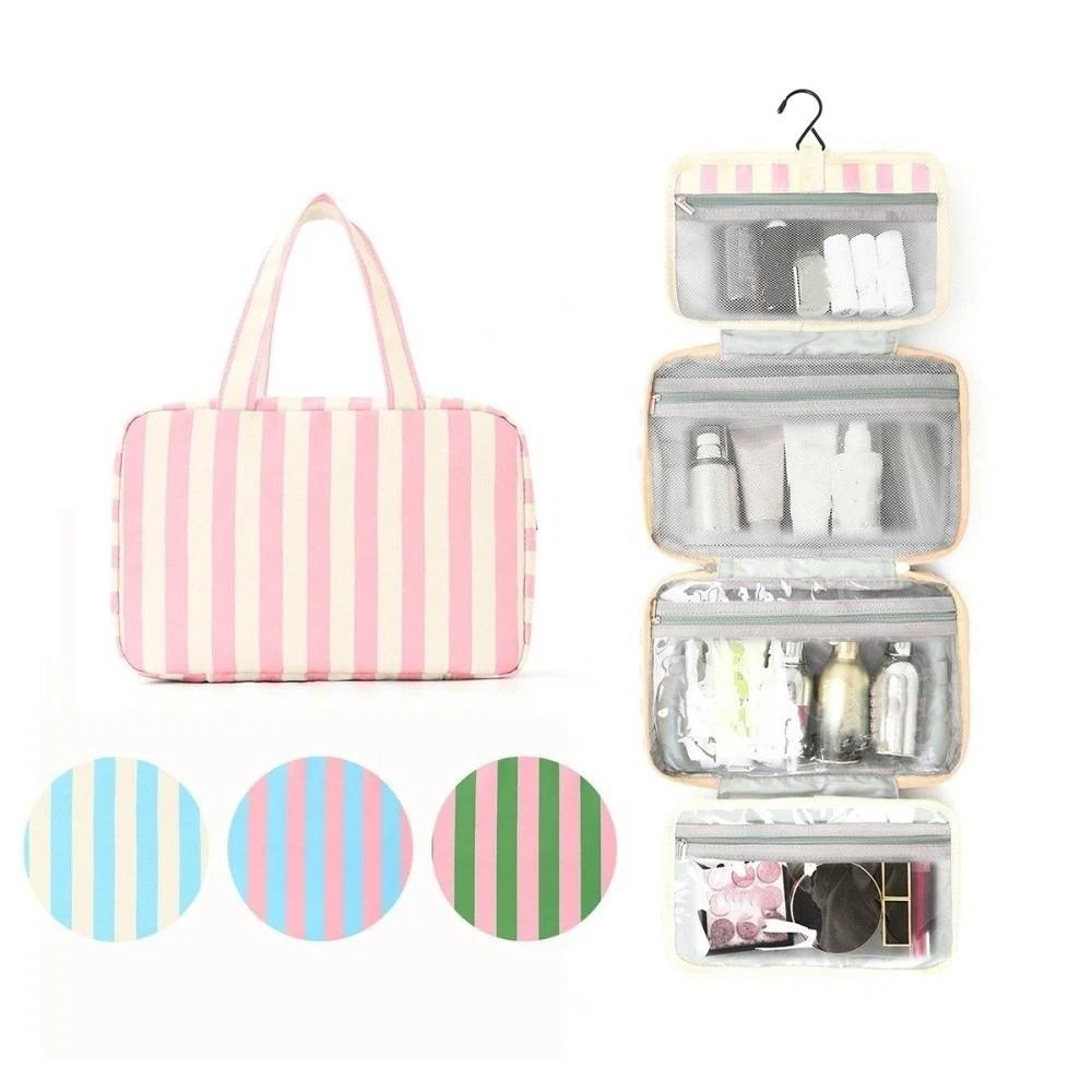 Striped Travel Storage Bag Dustproof Large Capacity Travel Wash Handbag Organizer 4Layer Make Up Bag Beauty Tools Storage