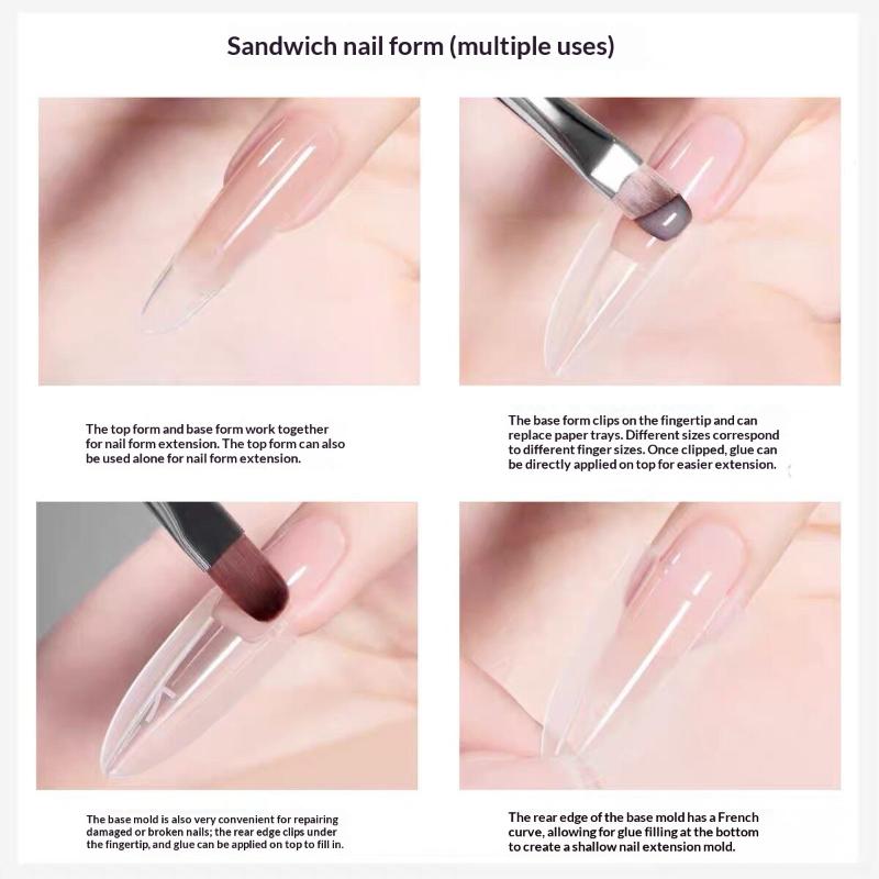 240Pcs Sandwich Nail Forms 15 Size Oval Extension Dual Form No Paper Forms Needed For Easy Nail Extensions