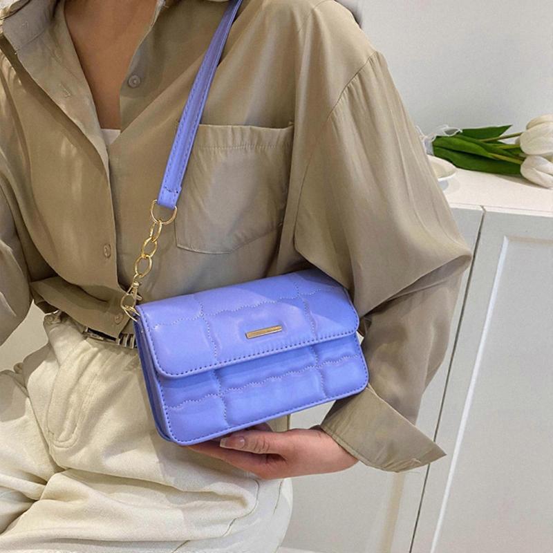 Women Small Messenger Bag Simple PU Square Shoulder Bag Spring Crossbody Bag Solid Color Underarm Bag Ladies Casual Bag  White