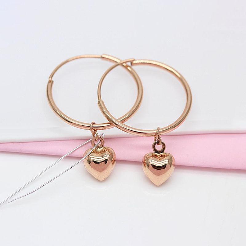 Exquisite Russian Purple Gold Korean Version Peach Heart Simple Earrings Plated Rose Gold Color Gold Heart-Shaped Glossy Love Earrings