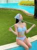 Women's Sexy Printed Sleeveless Halter Triangle Bikini with Chest Pads