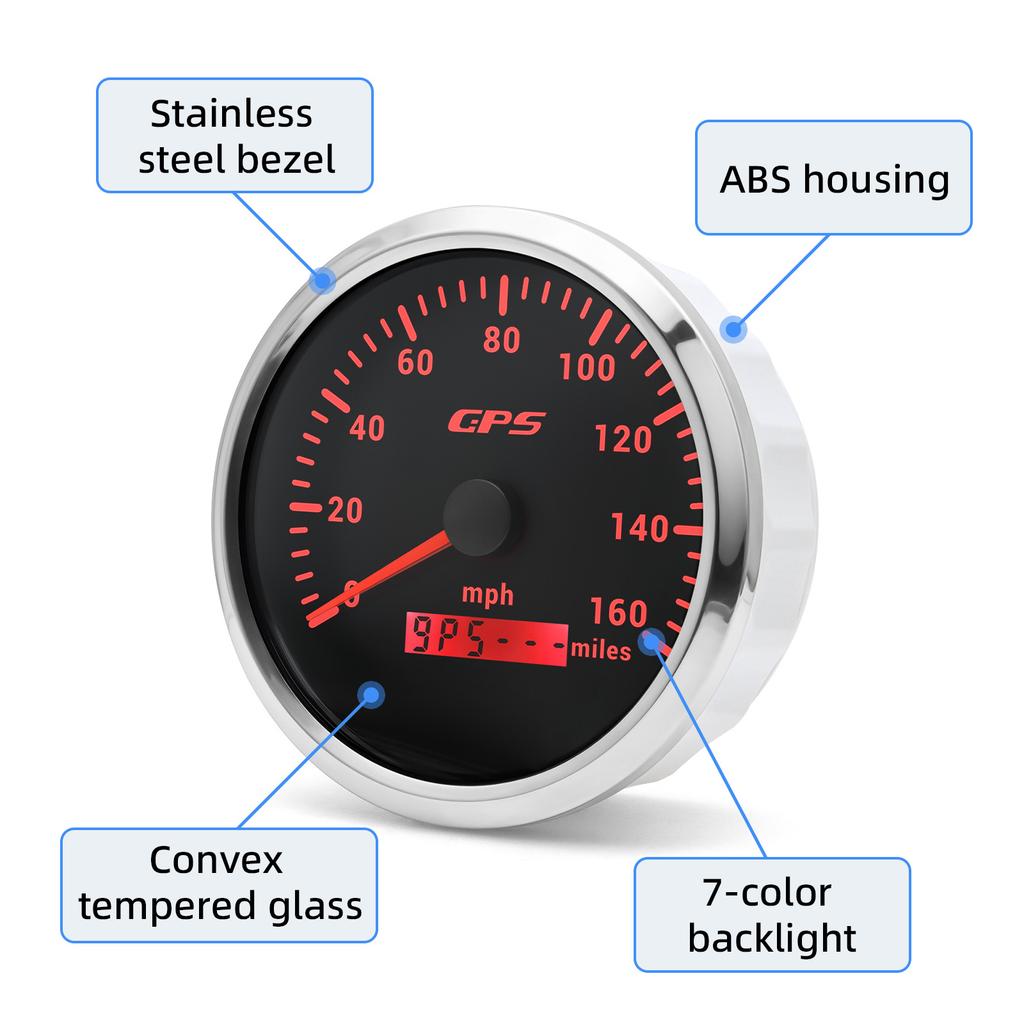 110mm GPS Speedometer 160MPH 0~8000rpm Tachometer Meter 7 Color 52mm Fuel Level Water Temp Oil Press Volt Sensor Kit 6 Gauge Set